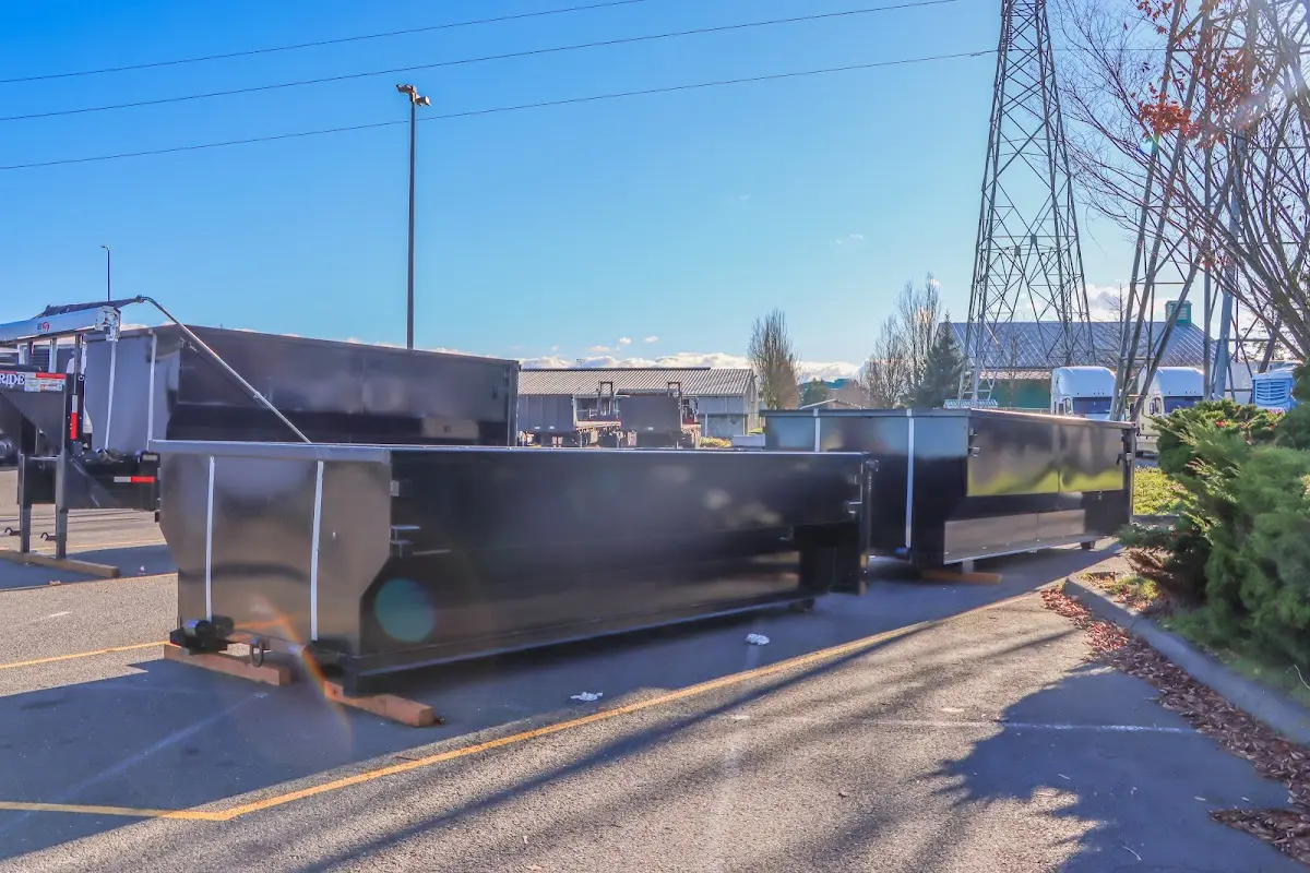 Roll-off dumpster ready for waste disposal at job site for 6 Yard Dumpster Rental in Colchester